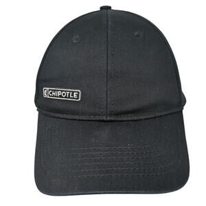 Chipotle Strapback Hat Black One Size Embroidered Crew Uniform Solid